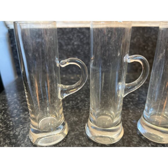 Vintage Set Of 4 Tall 3 3/4" Liqueur Glasses With Handles MCM Glasses - Picture 2 of 5